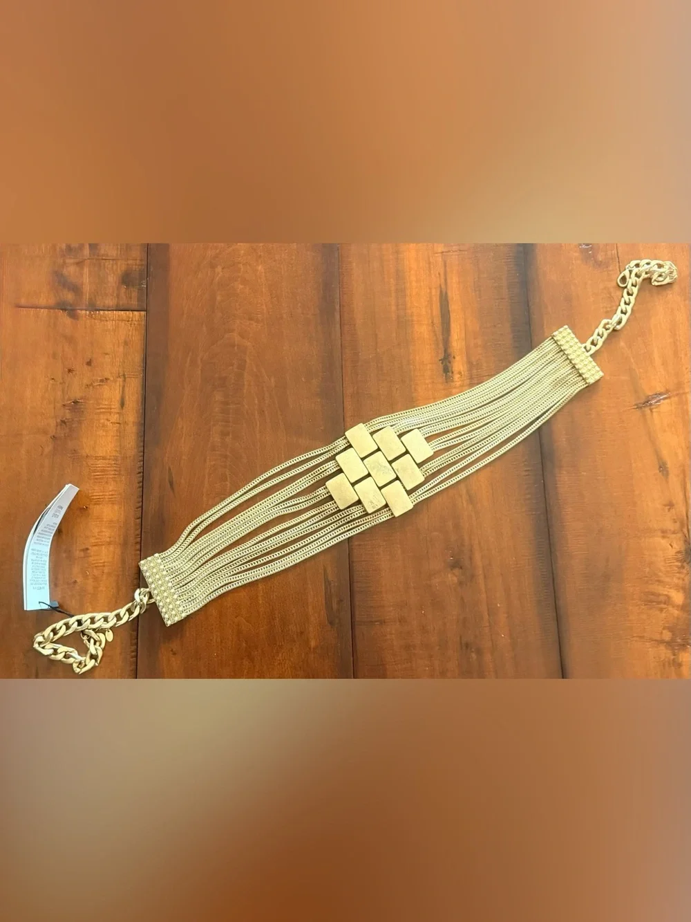 Zara Gold Multi-Strand Statement Belt with Geometric Accents